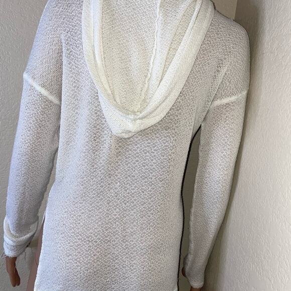 Billabong white loose knit pull over hooded kangaroo pouch SZ XS gauze like - Picture 9 of 13